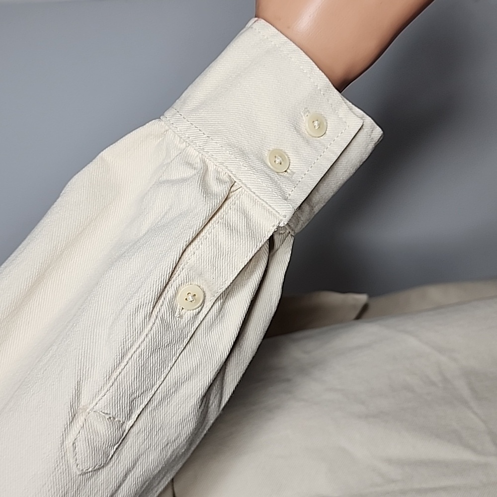 J. Crew long beige shirtdress in stretch denim twill with belt long sleeve Sz 2‎ - Picture 8 of 15